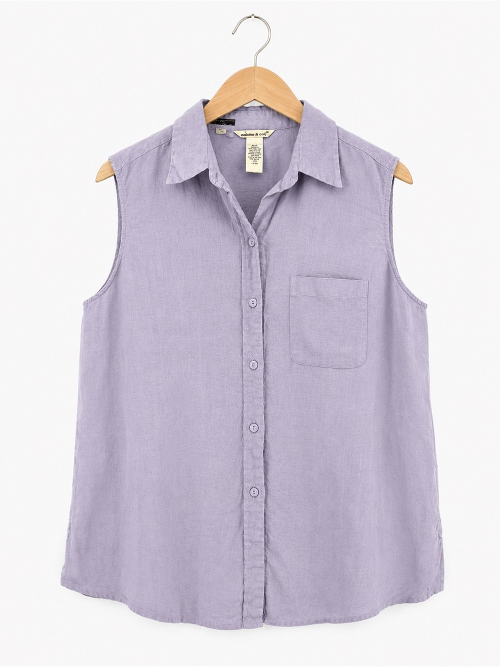 Malcolm & Co 100% Irish Linen Sleeveless Button Front Shirt 2X Lavender